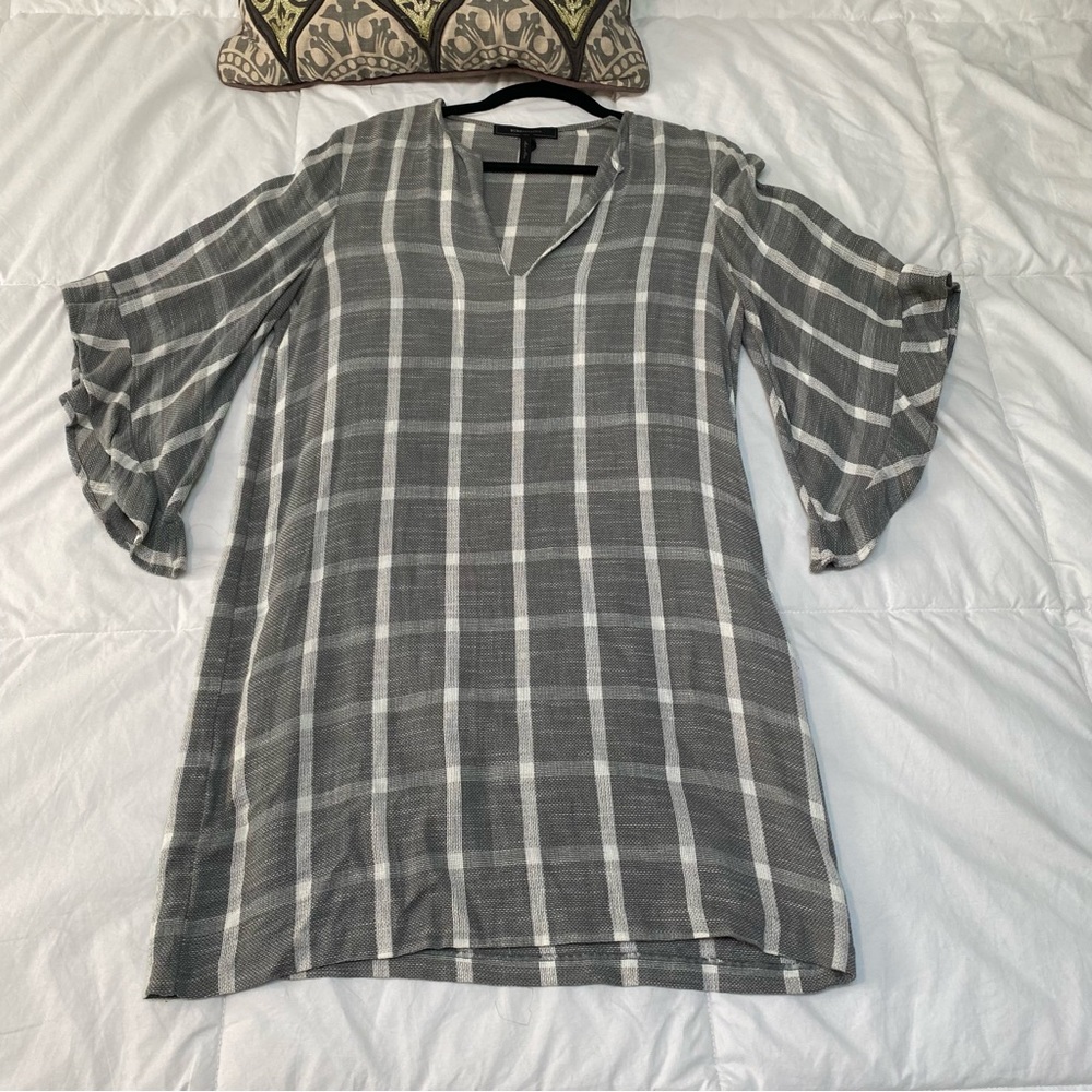 BCBG Tati Plaid Linen Dress with Slip - Picture 4 of 6